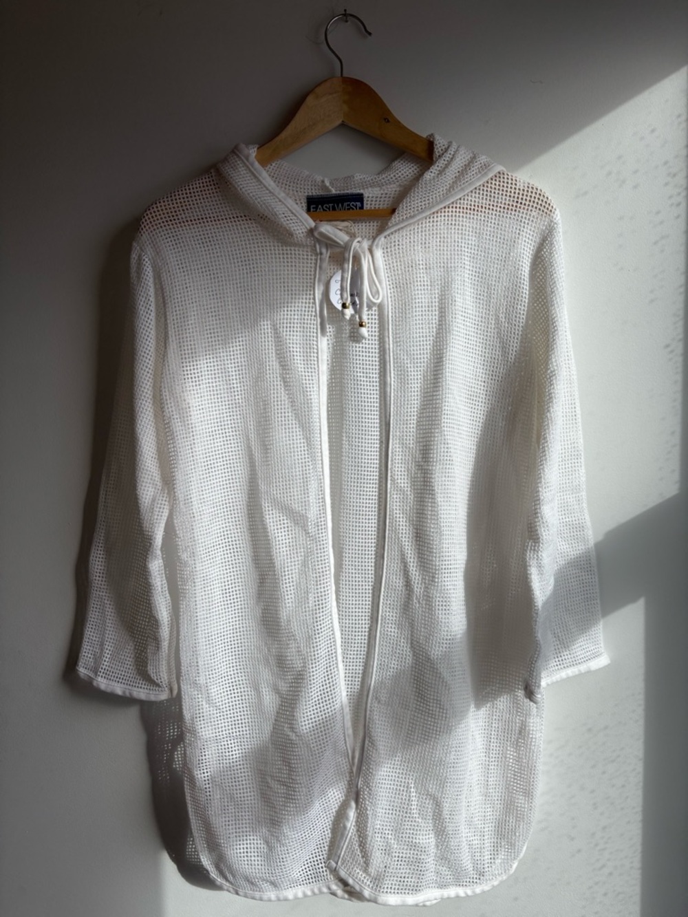 East West White Hooded Mesh Swim Cover-Up